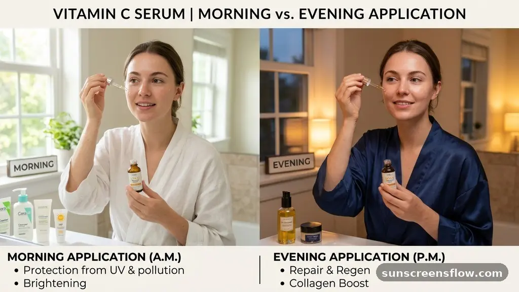 Comparing Morning vs. Evening Application - when to apply vitamin c serum